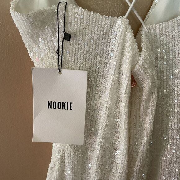 Nookie Supreme Mini Sequin Dress Small White $279 Cocktails Evening Event NWT S - Picture 9 of 12